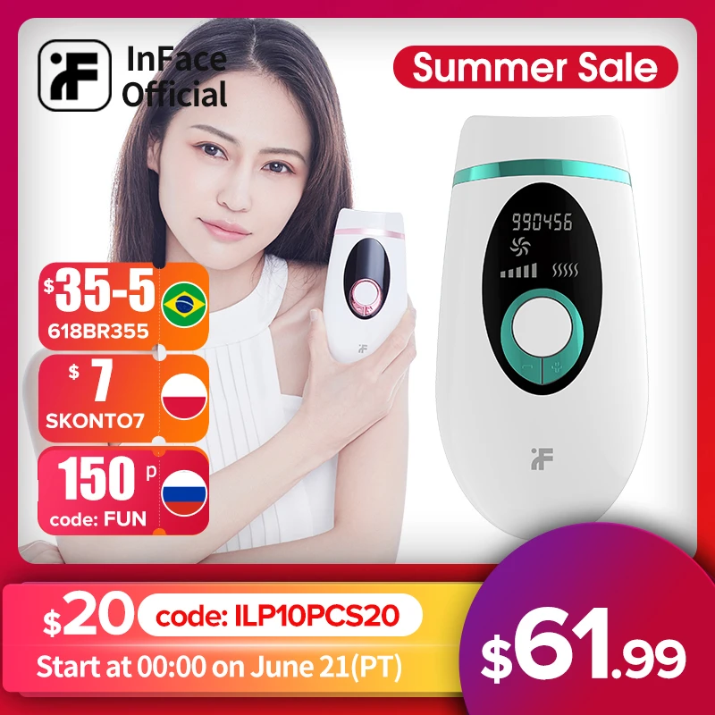 InFace-Epilator permanentny IPL, 900000 błysków, usuwanie włosów, elektryczny, bezbolesny, całe ciało