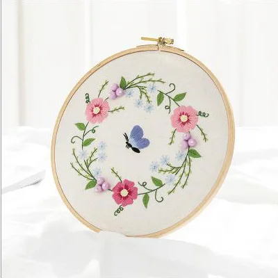 13-511125 Европа DIY ленты вышивка начинающих Набор Предварительно напечатанный цветочный узор вышивка крестом настенная живопись художественные наборы с вышивкой обруч - Color: 13-511125