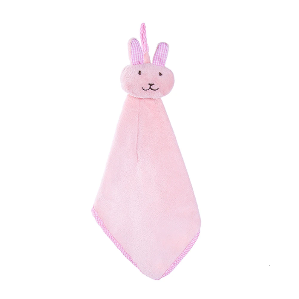 1PC 45x20cm Baby Hand Towel Cartoon Animal Rabbit Plush Pink Blue Color Kitchen Soft Hanging Bath Wipe Towel - Цвет: PK