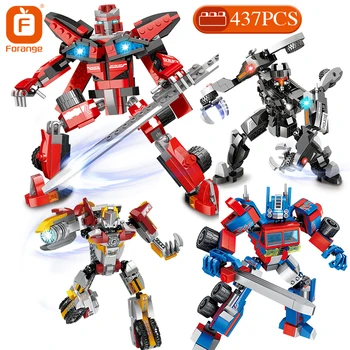 

Forange Building Blocks Deformation Robot Mech City Police Car Model Technic Brick Christmas Gift Education Toys for Children