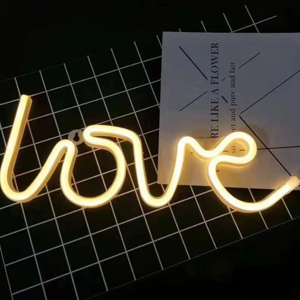 LED Neon Light Sign LOVE HEART Wedding Party Decoration Creative Neon Lamp Valentines Day Anniversary Home Decor Night Lamp Gift 5