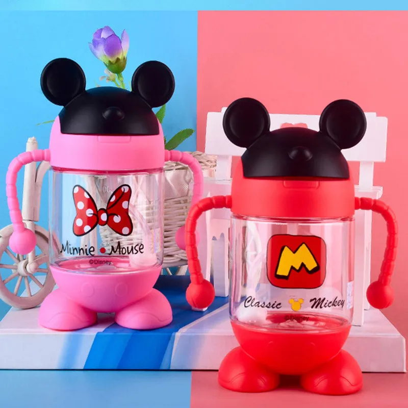 

250 мл Disney с Микки-Маусом для детских бутылочек с трубочкой Минни дети бутылки с водой для малышей, для младенцев, и отдыха на природе, Портативный детской чашки
