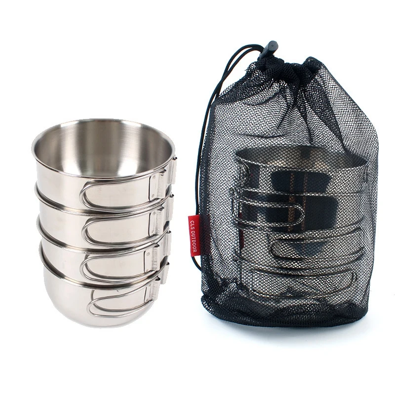 

4Pcs/Set Outdoor Stainless Steel Bowl 500Ml Cookware Cutlery Cooking Pots for Camping Hiking Travel Fishing Picnic