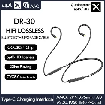 

QCC3034 APTX HD Bluetooth 5.0 Upgrade Cable MIC Type C Charging APTX LL AAC 2PIN 0.78MM MMCX IE40 PRO IE80S for SE535 UE18 TF10