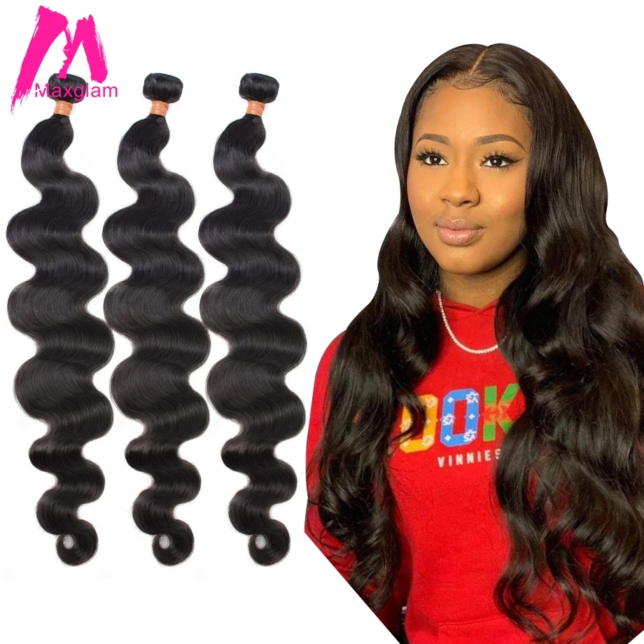 

Brazilian Human Hair Weave Bundles Extension Body Wave Extensions 8 to 30 inch Long Natural for Black Women Remy 1 3 4 Bundles