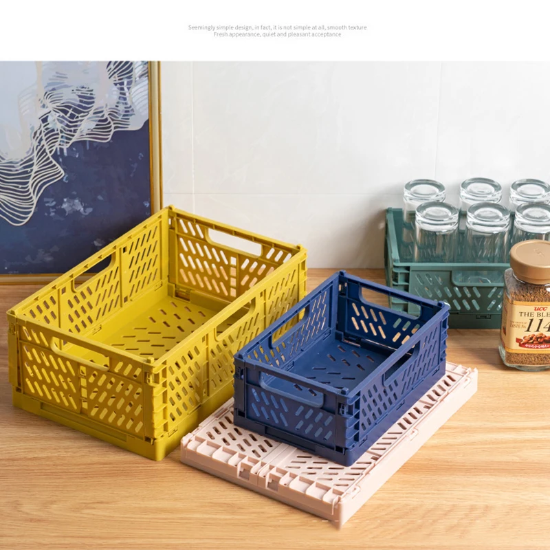 cesta plegable grande 2 unidades blanco cesta plegable para cocina estudio y oficina cesta de fruta plegable de plástico SelfTek Juego de 2 cajas plegables 25 x 16,5 x 10 cm 