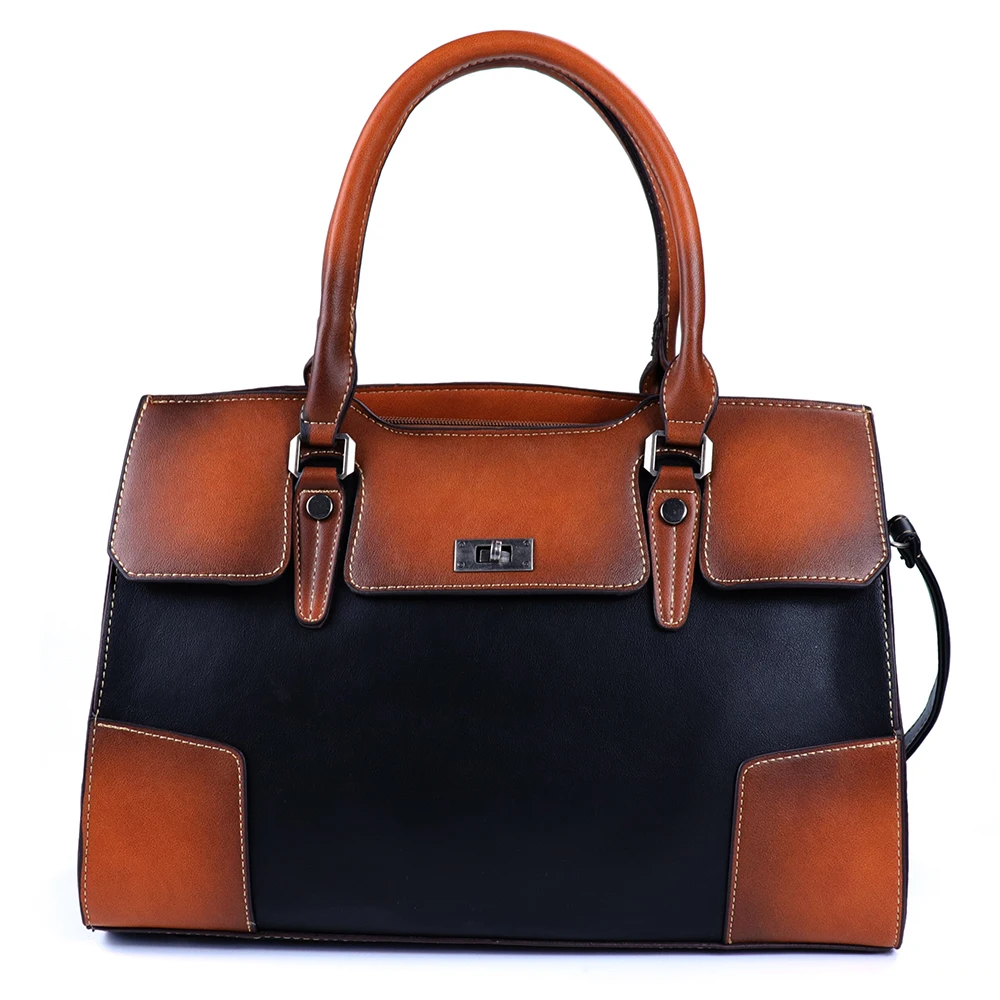 Большая вместительная женская сумка, винтажная натуральная кожа, женская большая сумка-мессенджер, повседневная сумка-тоут, роскошная дорожная деловая сумка на плечо - Цвет: Black