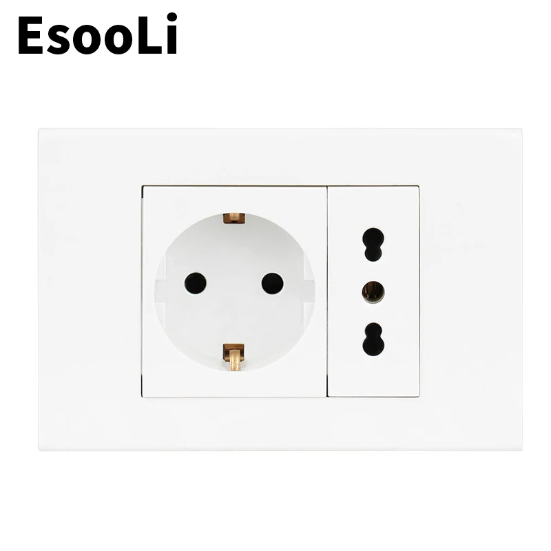 EsooLi настенная розетка заземленная 16А европейского стандарта с итальянской/Чили