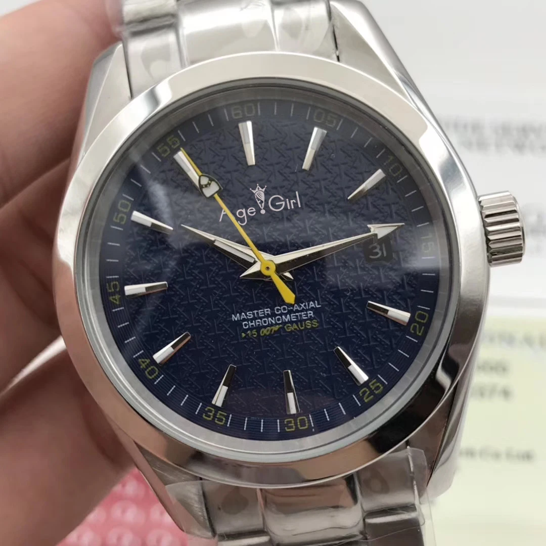 

Famous Brand New Men Automatic Mechanical Black Blue Yellow Stainless Steel Watches Chronometer Master Sapphire 007 Glass Back