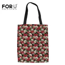 FORUDESIGNS/сумка для покупок из хлопка с принтом на Хэллоуин, женская сумка, складная сумка для вторичной переработки, многоразовая сумка для продуктов, Эко сумка женска