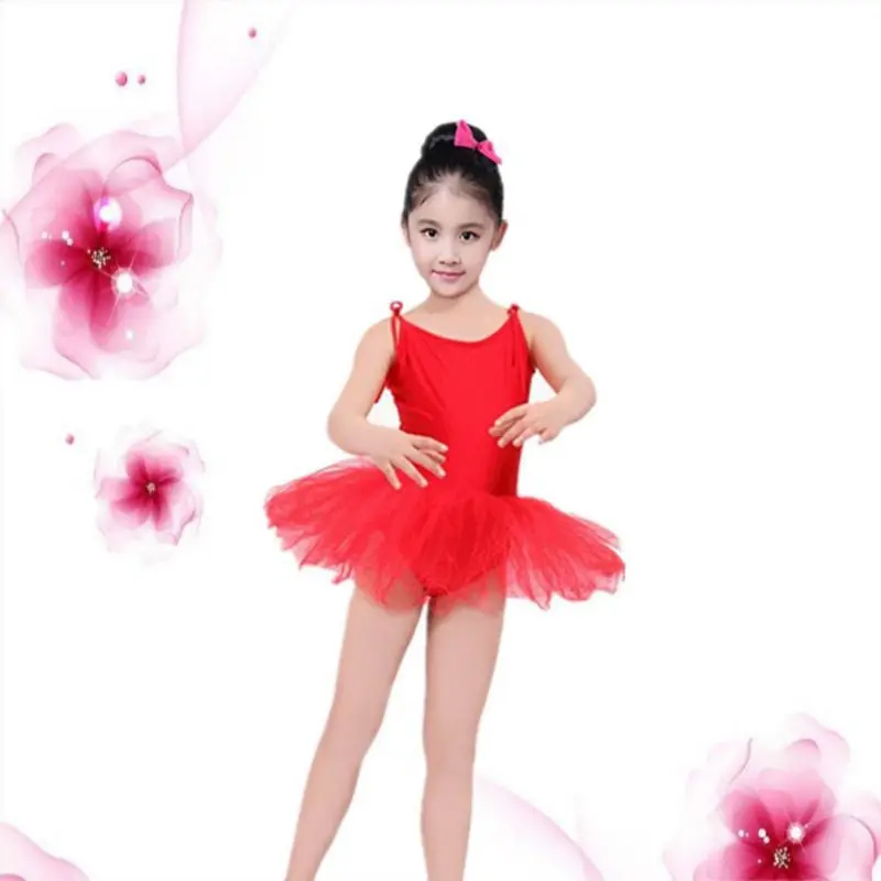 От 3 до 8 лет Детская танцевальная балетная юбка на бретельках танцевальные костюмы для девочек Одежда для упражнений Пышная юбка маленькой принцессы