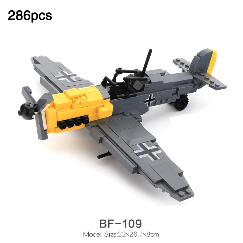 

BF-109 Fighter pursuit plane compatible legoinglys military ww2 german aircraft model mini pilot figures building blocks toys