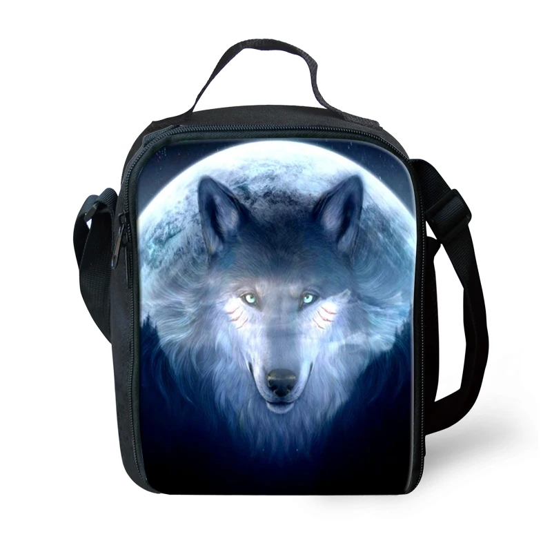 

HaoYun Kids Insulated Lunch Bag Wolf Prints Pattern Toddler Students Waterproof Lunch Box Girls Cute Picnic Snacks Container