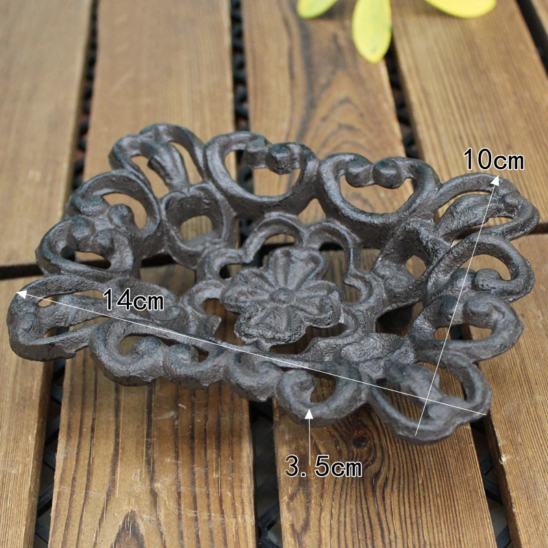 Vintage Rectangle Cast Iron Soap Holder With Hollow Flower Pattern Farm House Accents Handmade Home Garden Tabletop Decor Dish 6