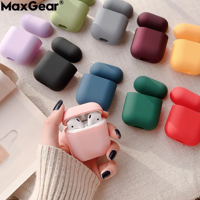 Case For Apple AirPods 1 2 Boite Matte Sandstone Cute Candy Color Earphone Cover Air Pods Protection Luxury Hard PC Accessories