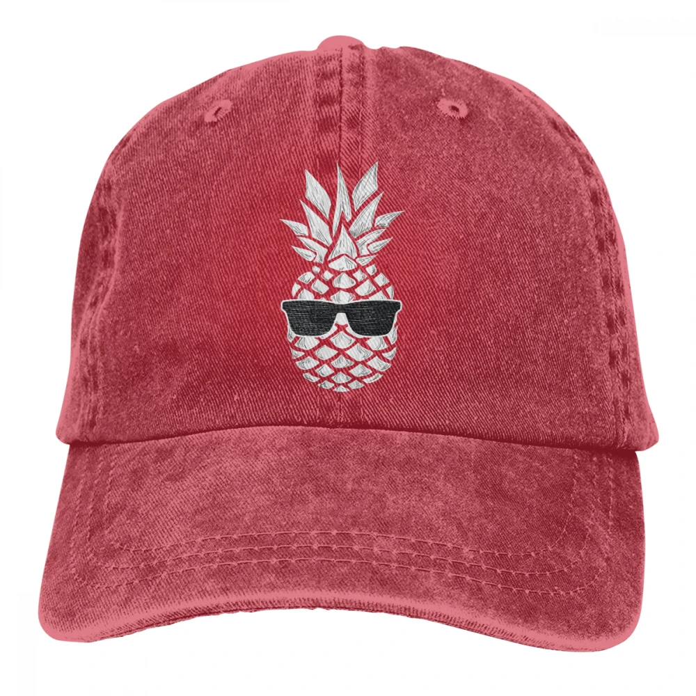 Ананас, летние очки, Casquette, черные унисекс Мужские Женские джинсовые бейсболка с ремешком, регулируемая шапка для гольфа, папы
