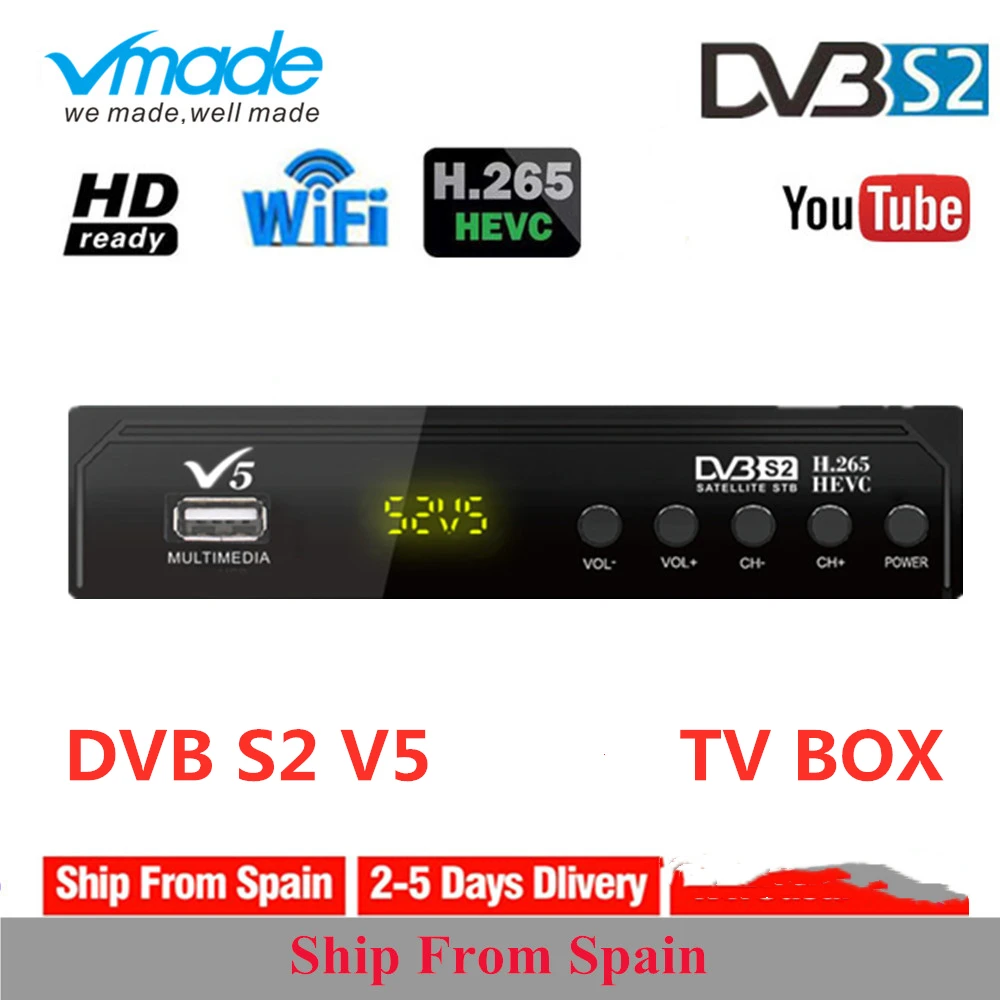 Vmade спутниковый приемник ТВ тюнер декодер V5 DVB S2 LNB с поддержкой Европы Португалии