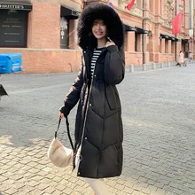 Качественное хлопковое Женское пальто, зимняя женская элегантная одежда в Корейском стиле, женская одежда с длинным рукавом и капюшоном, приталенная одежда с хлопковой подкладкой