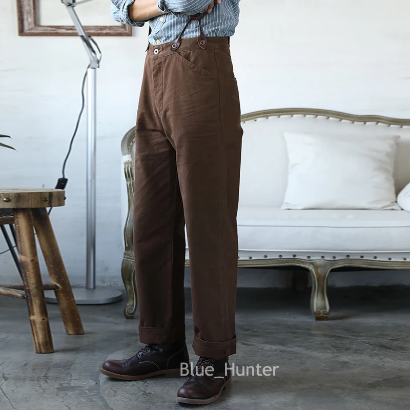 Pantalones de pierna recta de tiro alto para hombre, pantalón rojo Tornado, Retro, Chino, Vintage