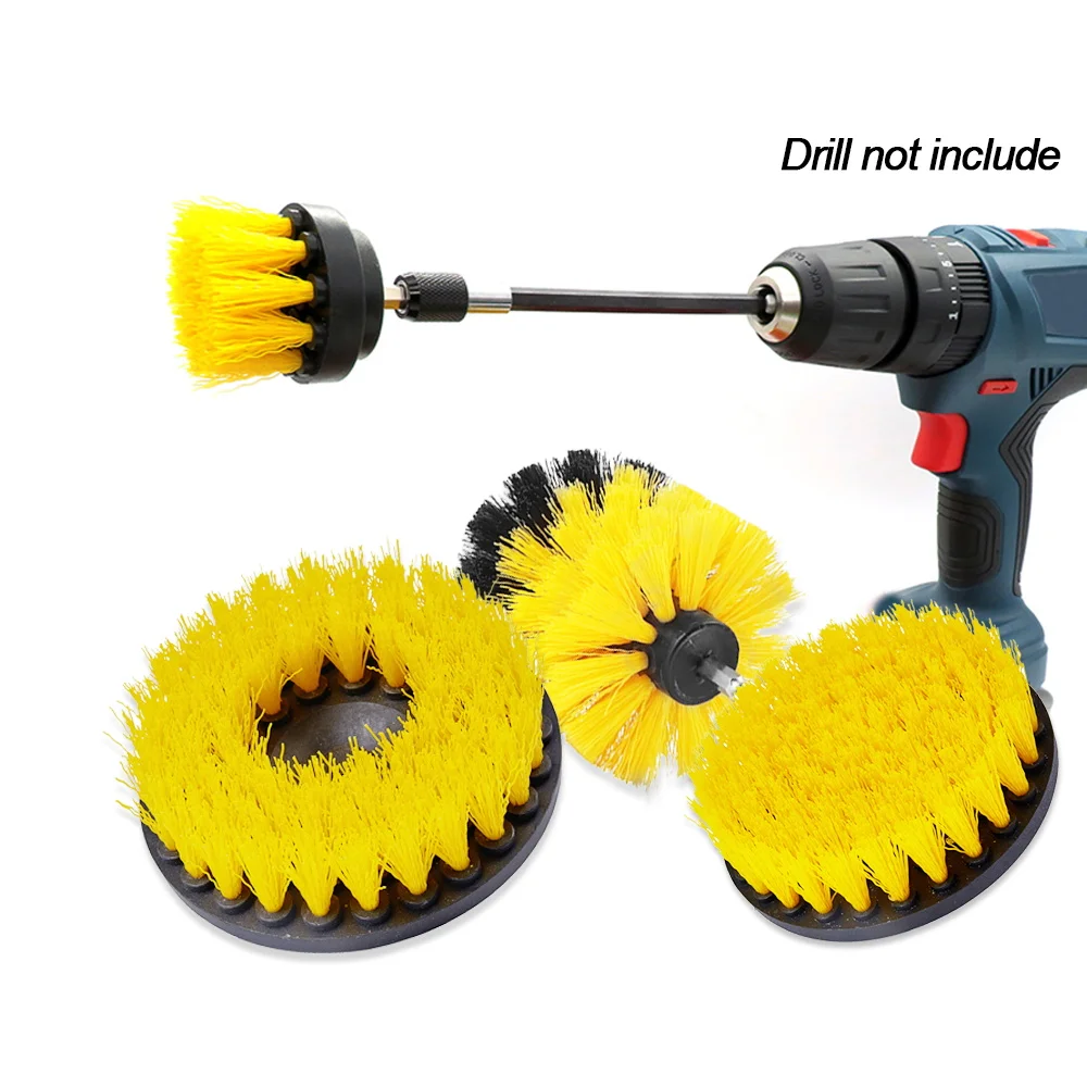 4pcs Power Scrubber Drill Brush+ 1pc 15cm Extension Tube Car Wheel Brushes for Rims Washing Bathroom Tub Shower Cleaning