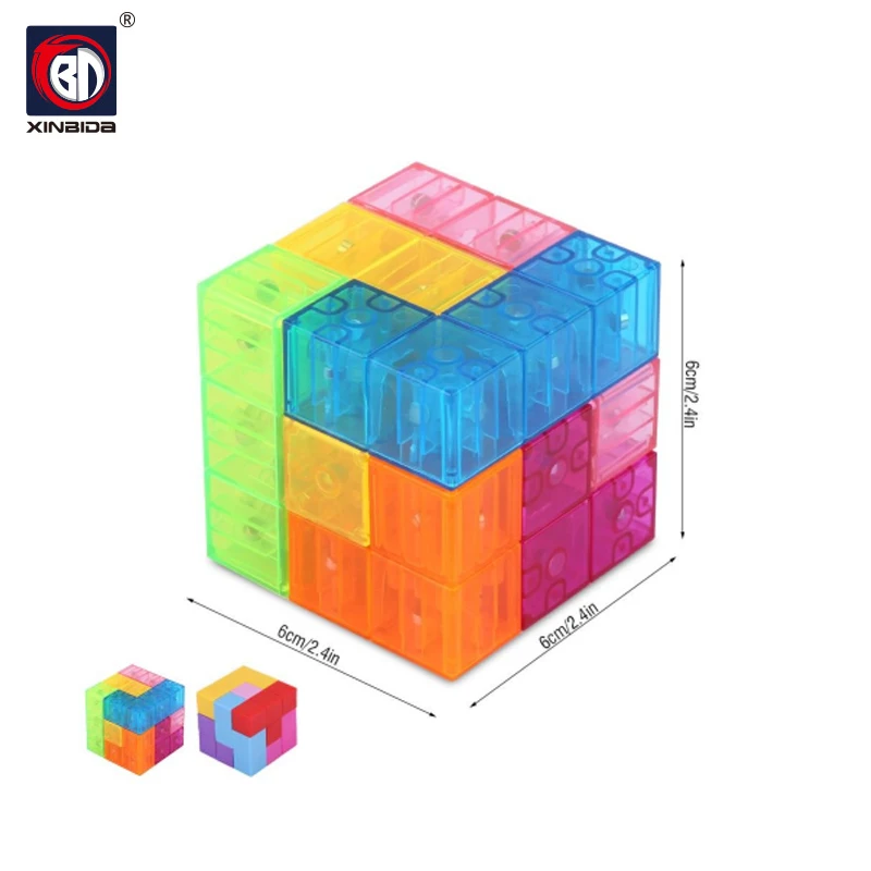 Хорошее качество ABS Пластиковый материал магический Магнитный русский тетрис куб магнитные строительные блоки 3D сделай сам тетрис Магнитный куб игрушки