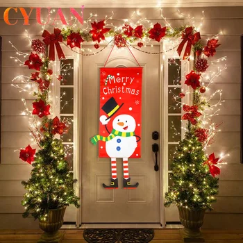 

CYUAN Merry Christmas Decorations For Home Door Decor Hanging Flag Christmas Ornaments Window Hanging 2020 Christmas New Year