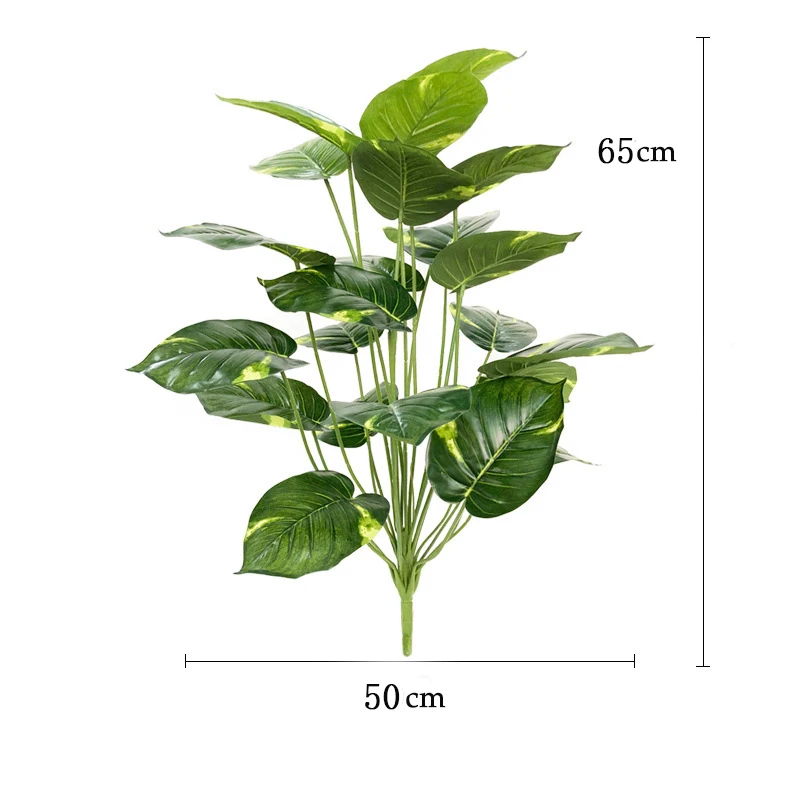 

65cm 18 Fork Plastic Fake Palm Tree Large Artificial Plant Monstera Green Tropocal Leafs Bouquet For Home Hawaiian Party Decor