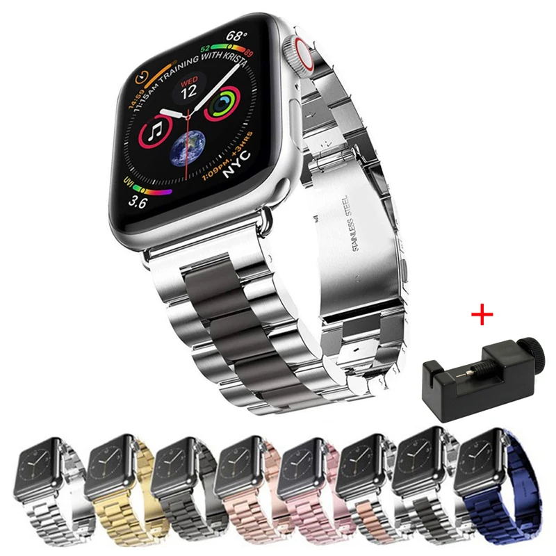 Ремешок для Apple Watch 44 мм 40 38 42 браслет из нержавеющей стали watch 4 correa iWatch 5 3 2 1