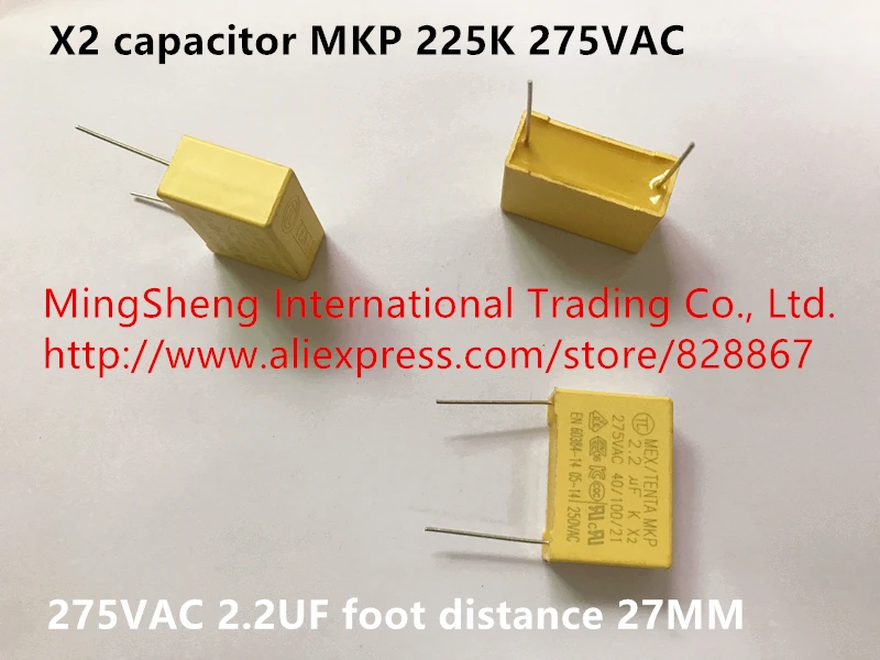 Оригинальный новый 100% X2 конденсатор MKP 225 K 275VAC 275VAC 2,2 мкФ расстояние 27 мм (индуктор)