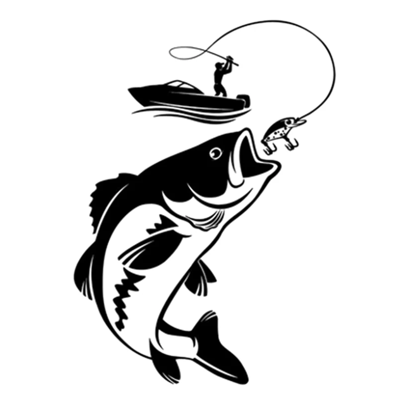 

12.3CM*17.1CM Interesting Fishing Fisherman Hobby Fish Boat Car Stickers Vinyl Decal Funny Car Stickers