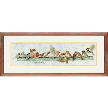 

11/14/16/18/22/25/28ct Beautiful Lovely Counted Cross Stitch Kit A Row Of Birds Bird Chorus Line Fourteen Birds lanarte 34287