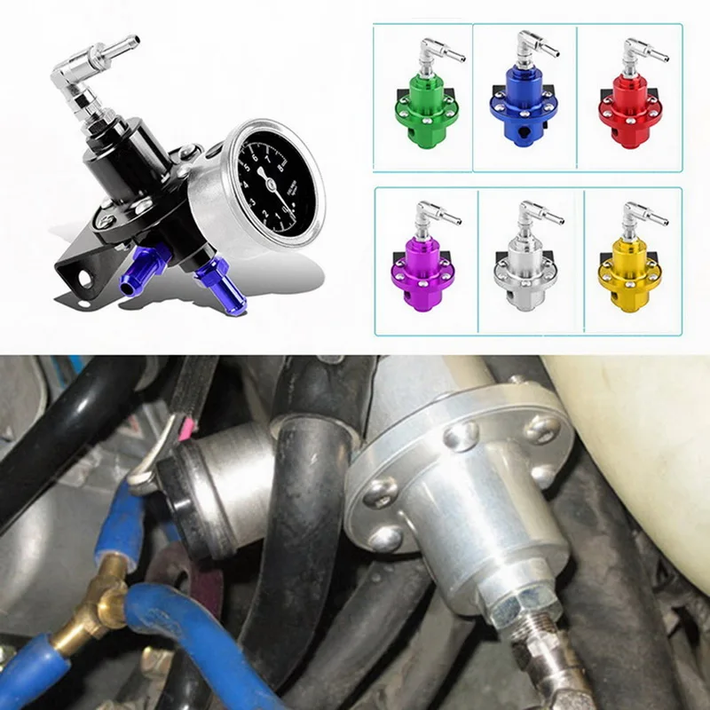 

Universal Adjustable Fuel Pressure Regulator Kit with Gauge for Car