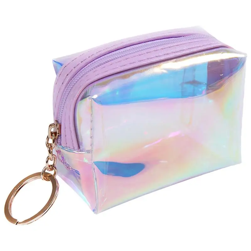 Violet Женский кошелек для девушек, короткий голографический кошелек на молнии, кошелек для монет, косметичка - Цвет: Violet