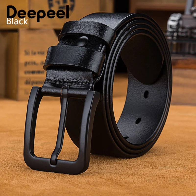 Deepeel 3.8X105-160 см роскошный качественный дизайнерский мужской ремень, формальный черный ремень с пряжкой, первый слой из воловьей кожи, аксессуар для костюма, подарок
