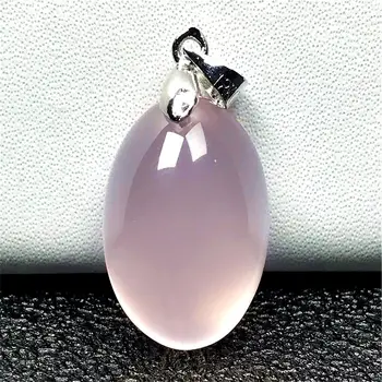 

Necklace Pendant Natural Pink Rose Quartz Jewelry For Women Men 21x14x10mm Silver Oval Stone Mozambique Crystal Gemstone AAAAA