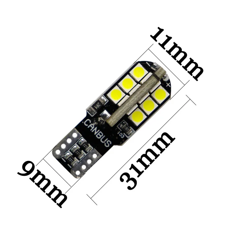 100 шт 3,6 W T10 саn-шина 24 SMD 1 Вт 3030 светодиодный ошибок неполярный разрешение на парковку пластина Светильник лампы стайлинга автомобилей Белый 12V