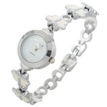 Арабские цифры Циферблат бабочка белый браслет круглый чехол наручные часы для женщин