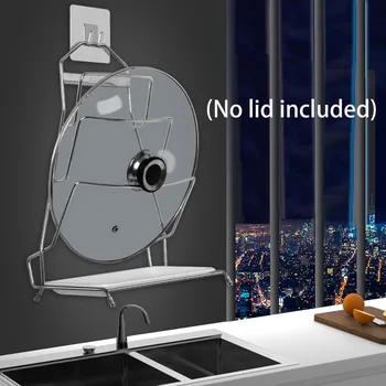 

Behogar Pot Lid Cover Holder Wall Door Mount Metal Storage Rack Shelf Kitchen Cookware Chopping Board Organizer 3-Layer