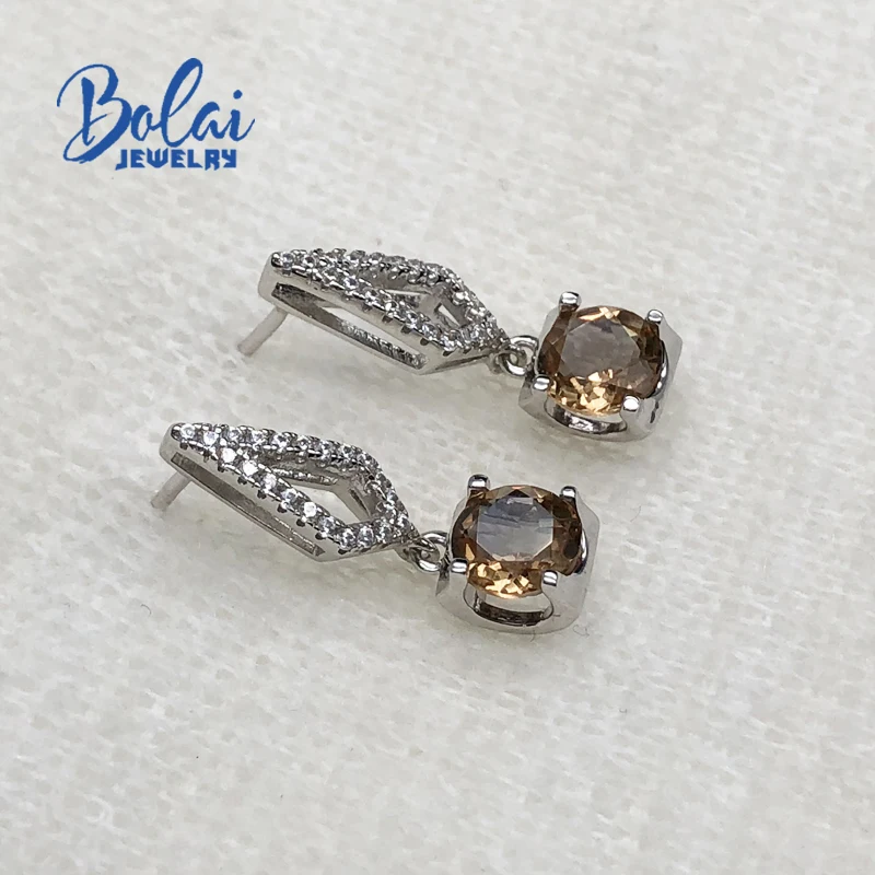 Bolaijewelry, zultanite серьги цвет изменить драгоценный камень с 925 стерлингового серебра простые дизайнерские серьги-гвоздики ювелирные украшения для девочек
