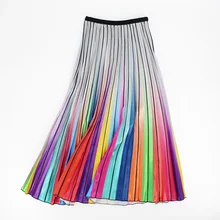 Радужная юбка для женщин Лето Jupe Crayon Falda Mujer Jupe Femme Longue Rokjes Dames Lange Rok плиссированная юбка большие качели