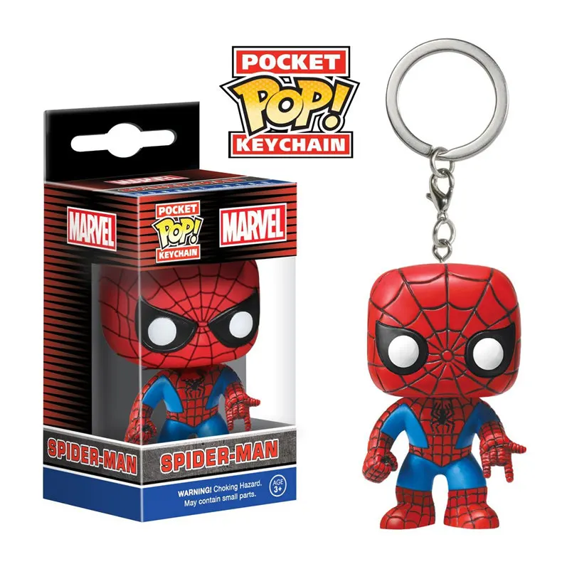 FUNKO POP Marvel Мстители Dc Лига Справедливости персонаж Карманный Брелок виниловые фигурки игрушки - Цвет: Spiderman