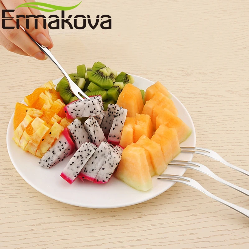 

ERMAKOVA Set of 5 Bistro Appetizer Cocktail Fruit Forks Stainless Steel Dessert Fork for Mini Cake Salad Tasting Mussel Forks