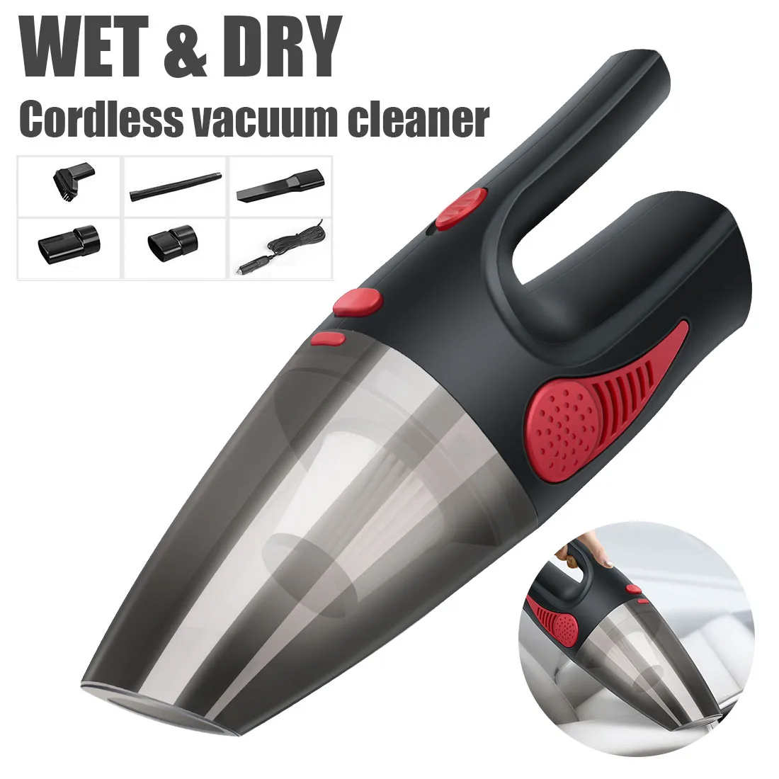 

5000PA Handheld Vacuum Cleaner Super Suction Portable Car Vacuum Cleaner Cordless/Car Plug Wet / Dry Vacuum Cleaner for Car Home