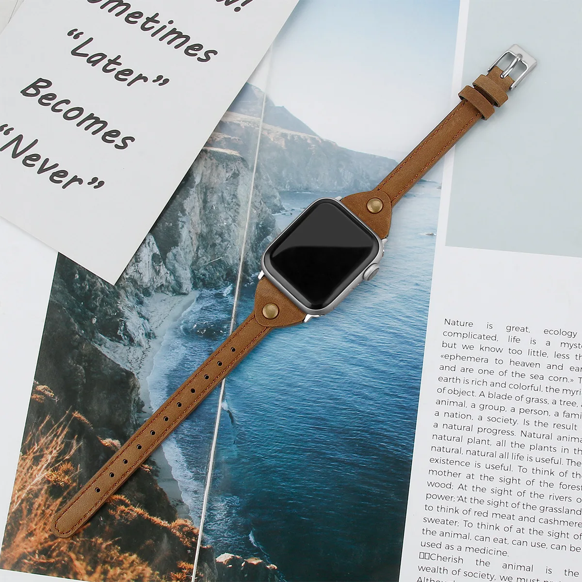 Apple Watch 5 Кожаный ремешок 44 мм 40 мм iWatch ремешок 38 мм 42 мм кожаный одинарный браслет для путешествий Apple Watch 5 4 3 2 1 ремешок