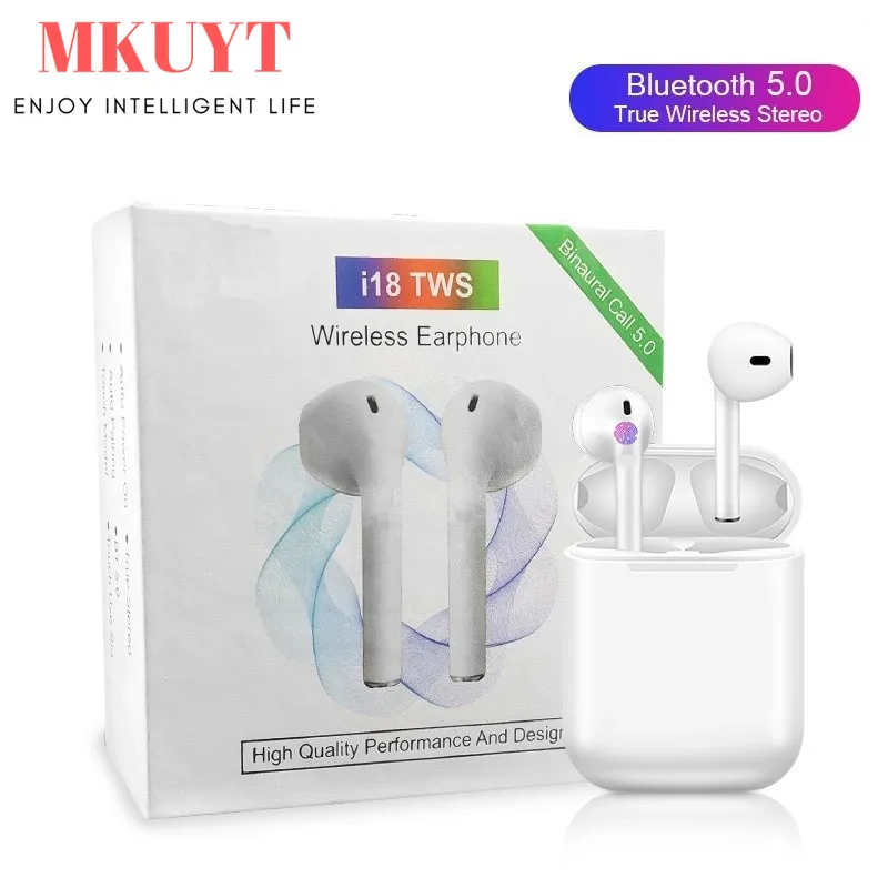 Baratos MKUYT I18 TWS Touch Mini auriculares inalámbricos Bluetooth auriculares estéreo auriculares deportivos PK i12 i30 i60 i14 i11 i200 i500