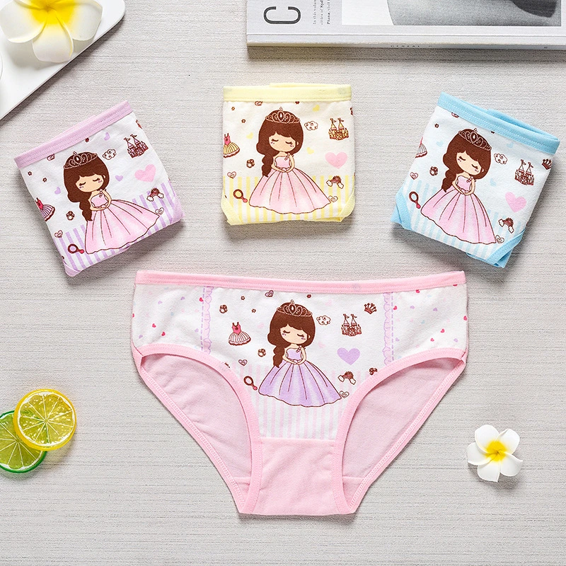 4Pcs/set Cotton Panties For Girls Kids Short Briefs Baby Girl Underwear Children Underwear Child Cute Cartoon Shorts Underpant