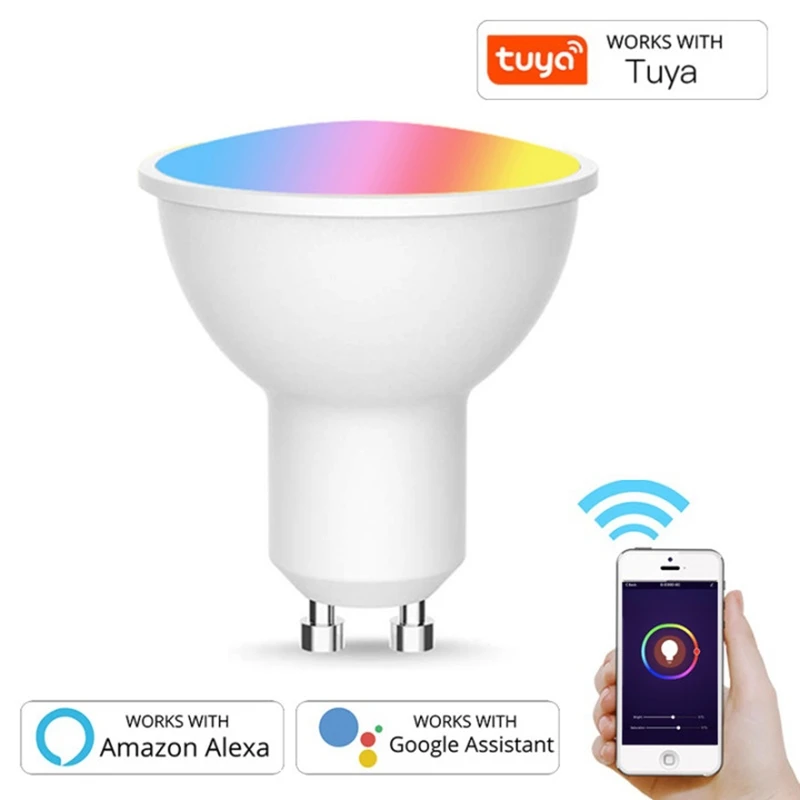 GU10 Spotlight WiFi Smart Light Bulb 5w RGB+CW 2700-6500K Smart Bulb App Remote Control RGB Light Lamp For Alexa Google Home