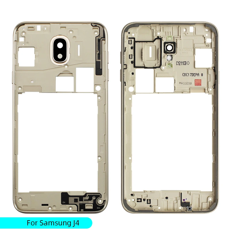 For Galaxy A60 Middle Frame Plate Bezel Housing Cover For Samsung J4 Middle Frame Plate Bezel Housing Cover Replacement - Color: Gold