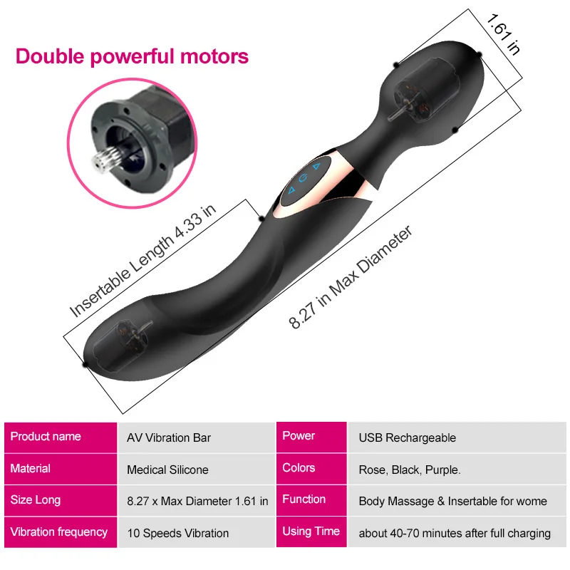 Dildo Vibrator Av Stick Vibrator Erotic G Spot Magic Wand Anal Bead Vibration Women Sex Toy Lesbian Masturbator