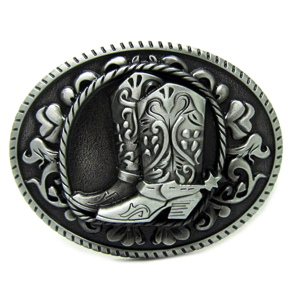 Vintage Western Cowboy Zinc Alloy Horse Riding Boots Belt Buckle Men Women